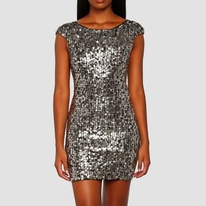 Speechless Silver Sequin Mini Dress Party Cocktail Homecoming Women's Size 3